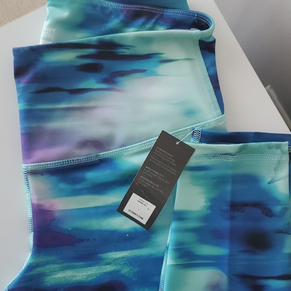 NEW Aqua Blue Compression Leggings - Picture 2 of 2